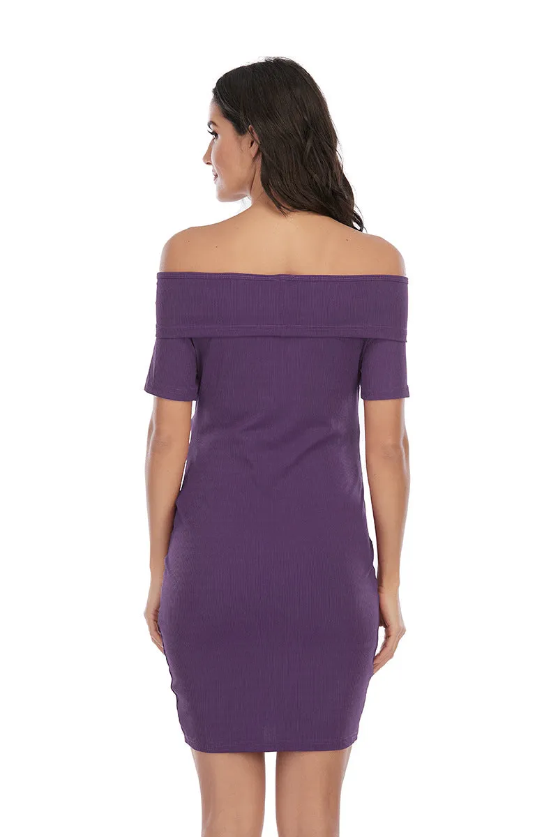 Maternity Off Shoulder Solid Dress