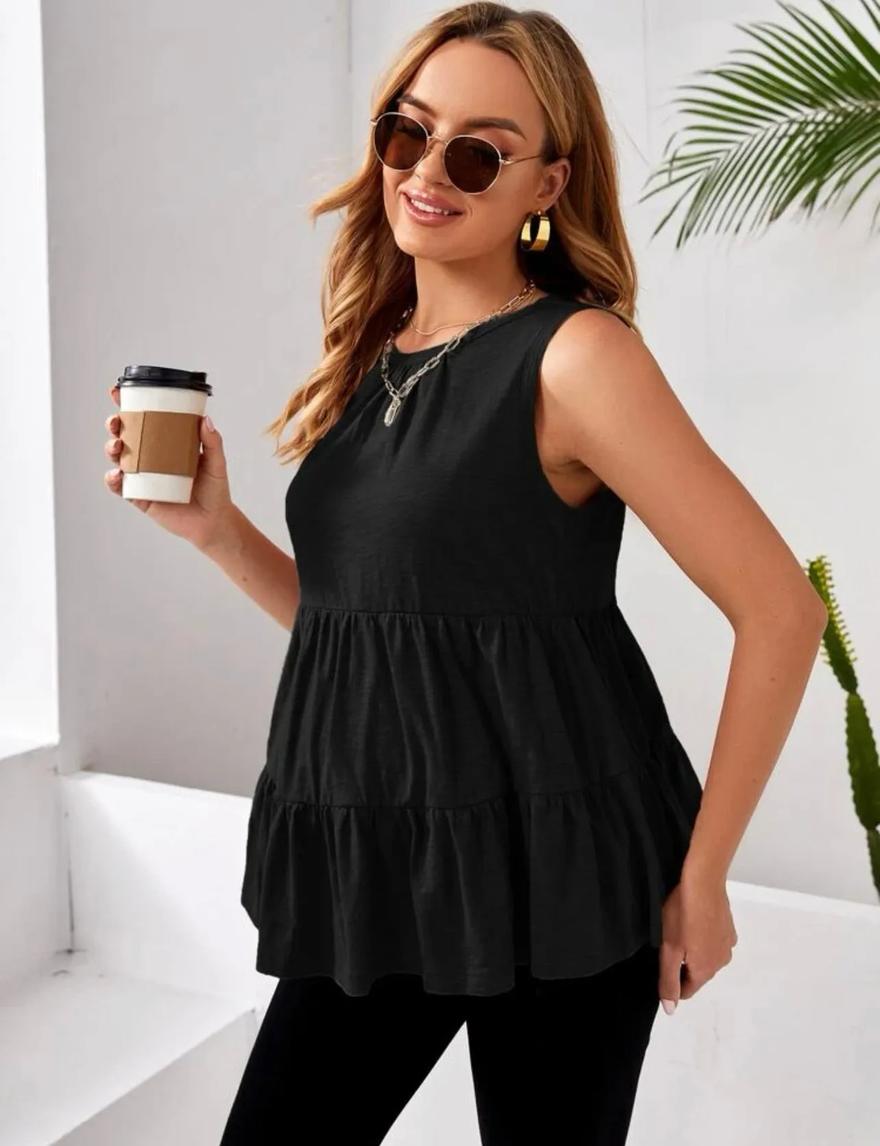 Maternity peplum tank top