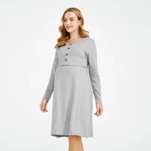 Maternity Solid Nursing Lounge Dress