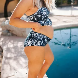 Maternity Swim Bottoms - Botanical Navy