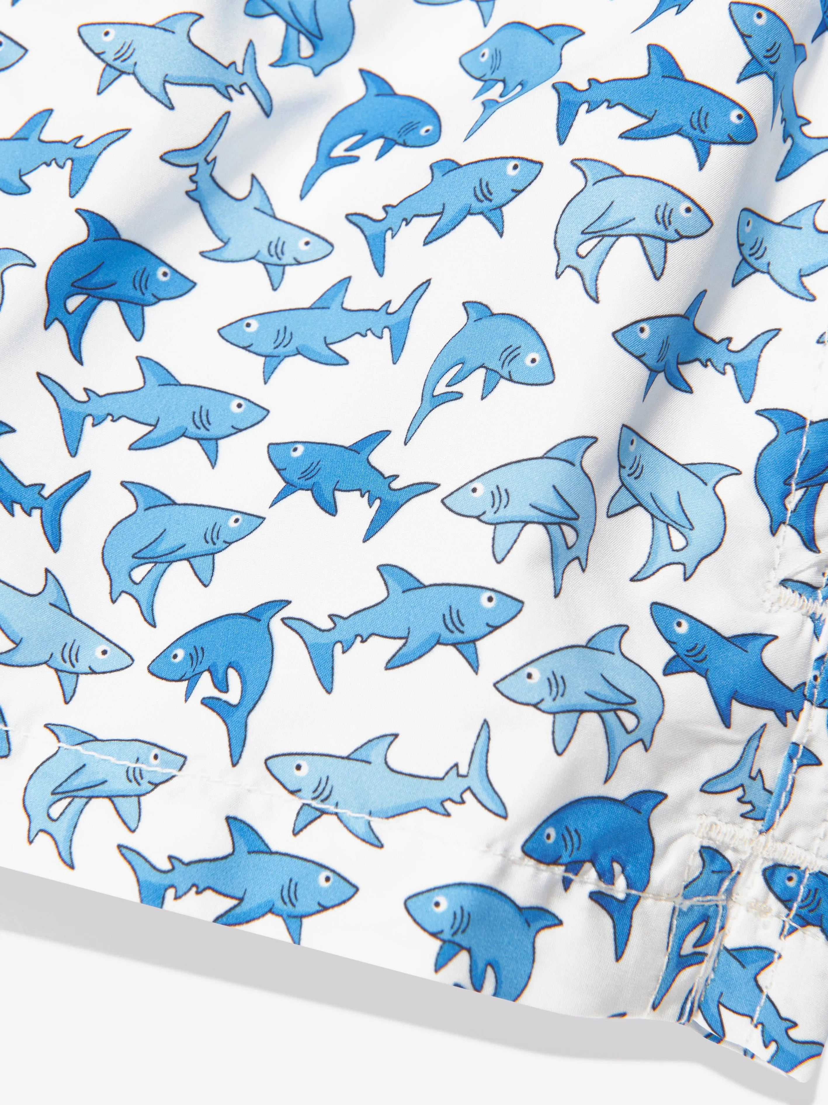 MC2 Saint Barth Boys Shark Trouble Swim Shorts in White