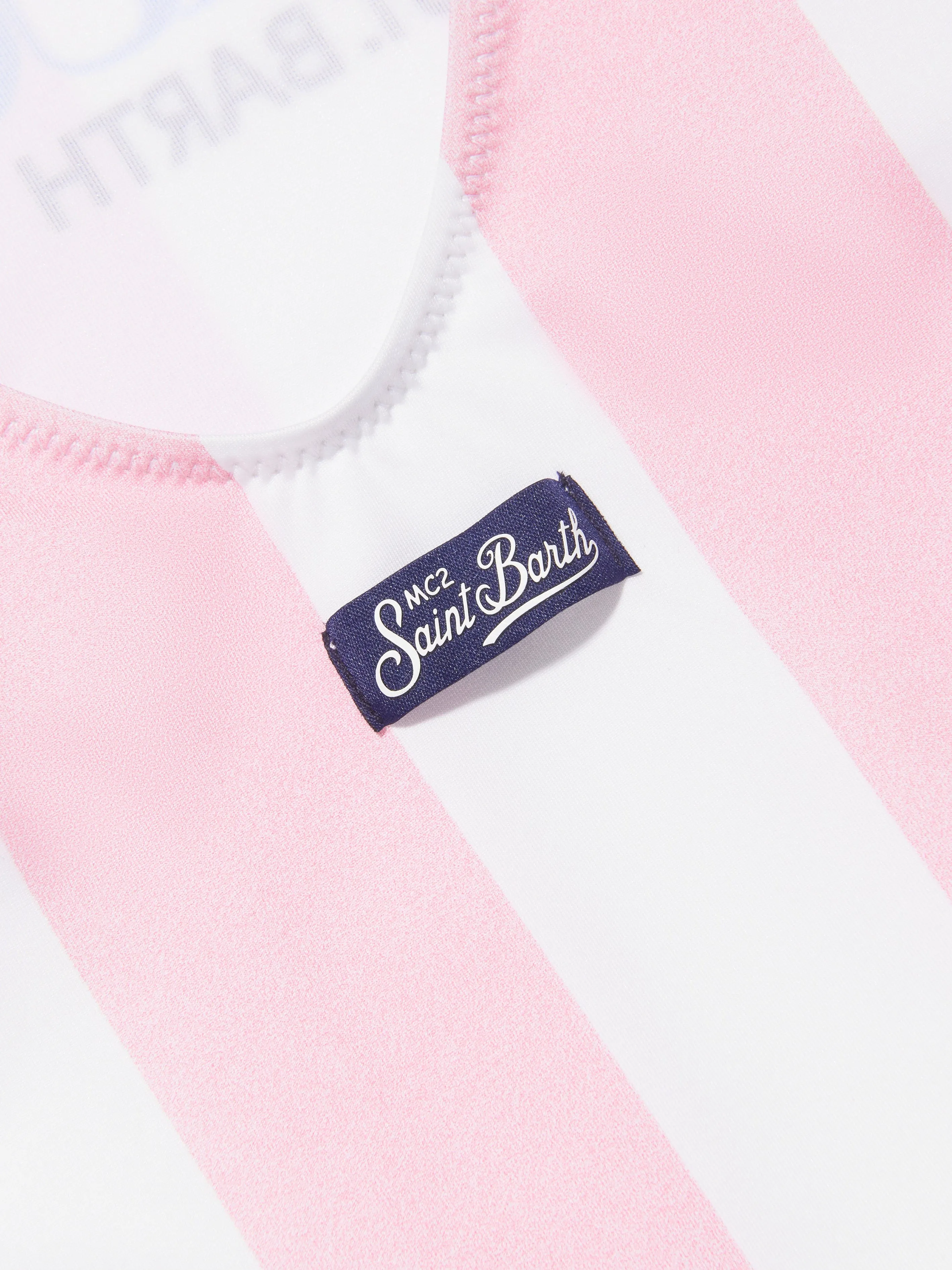 MC2 Saint Barth Girls Striped Fiorucci Swimsuit in Pink