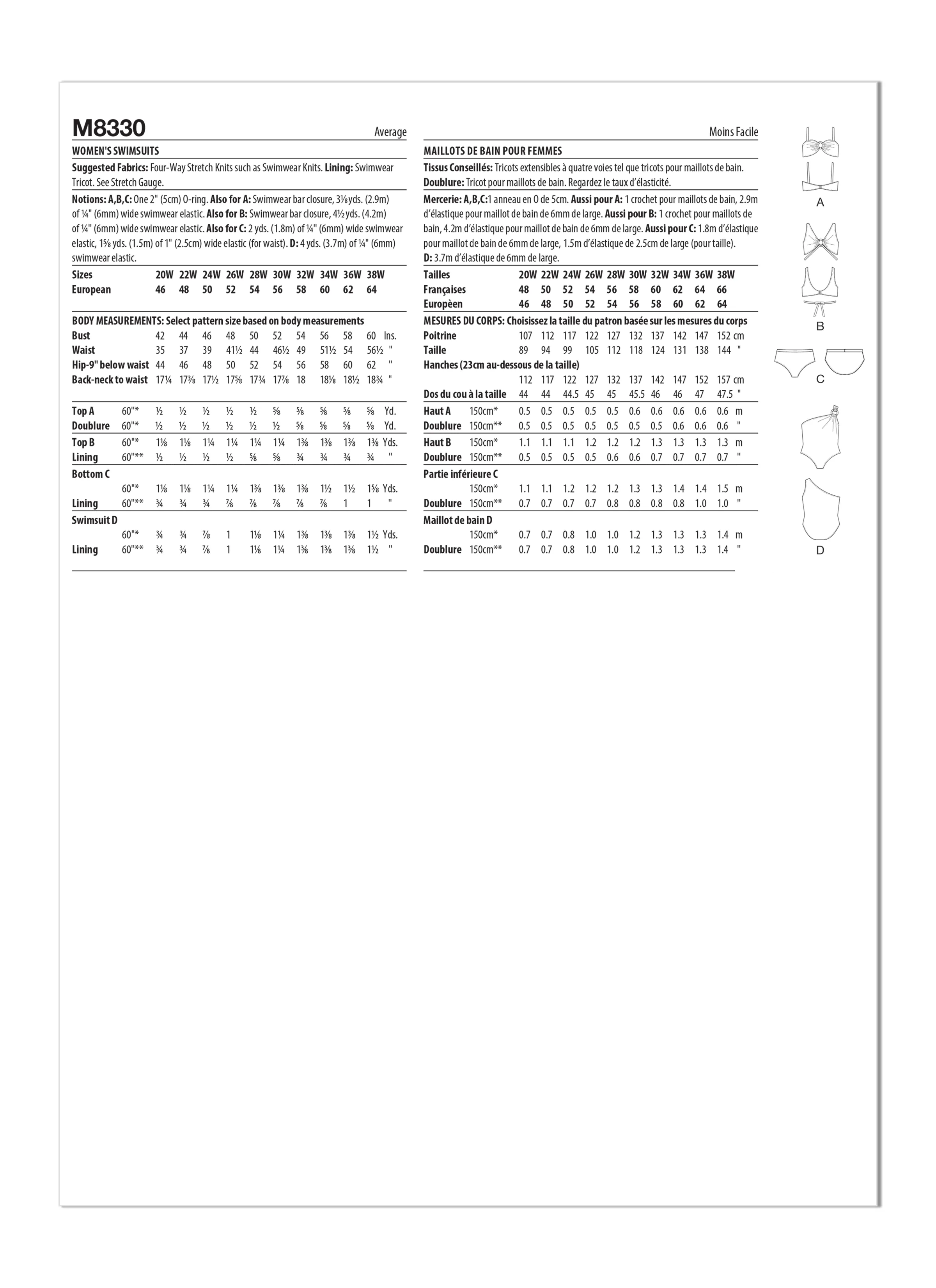 McCall's sewing pattern 8330 Women's Swimsuits