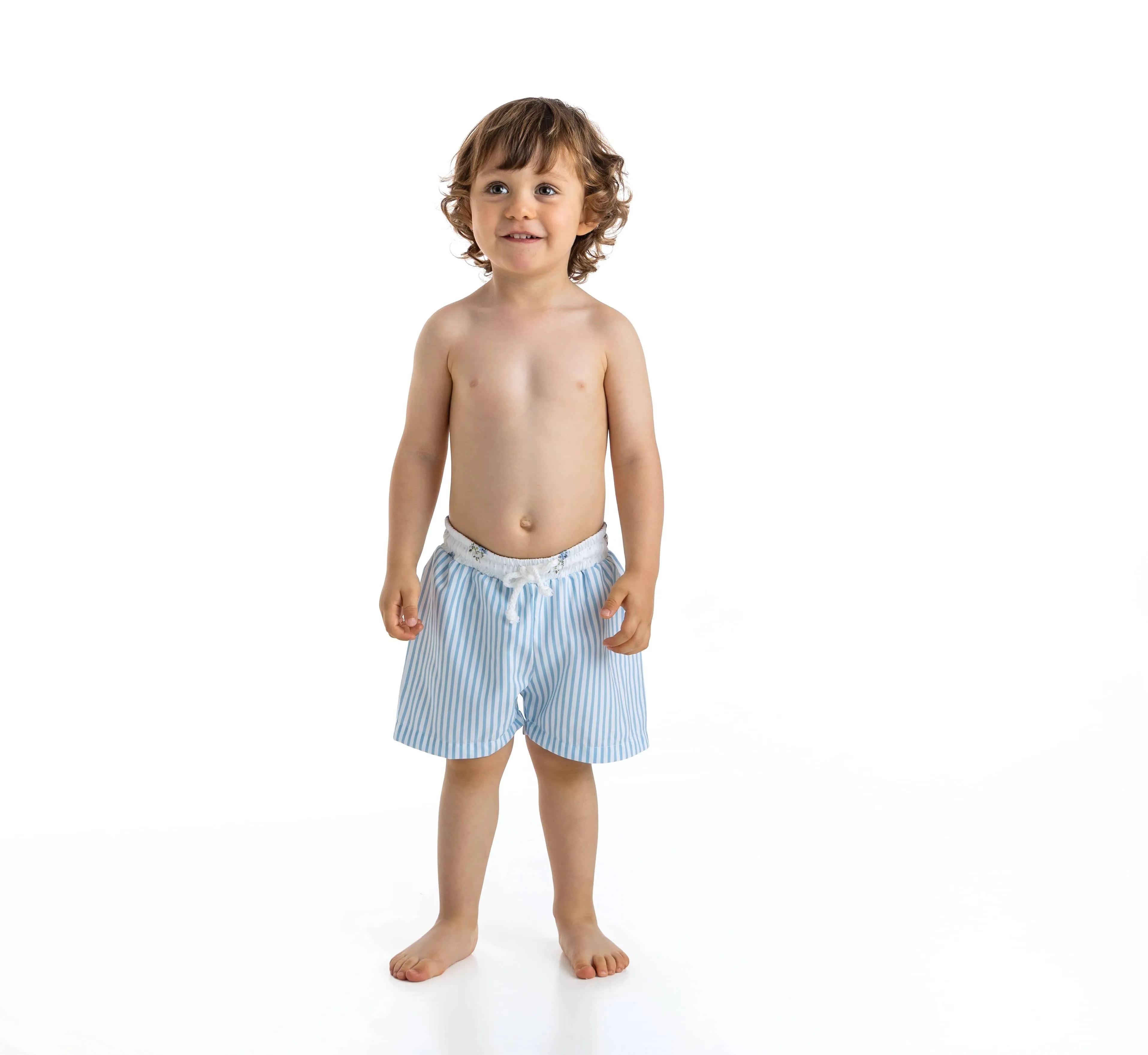 MEIA PATA - Flower Print Swim Shorts - Blue