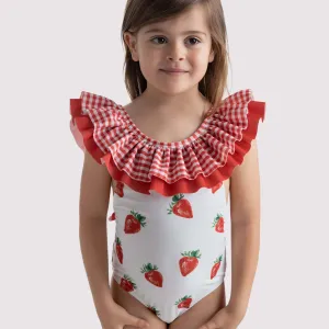 MEIA PATA - Saint Tropez Strawberries Print Swimsuit - Red