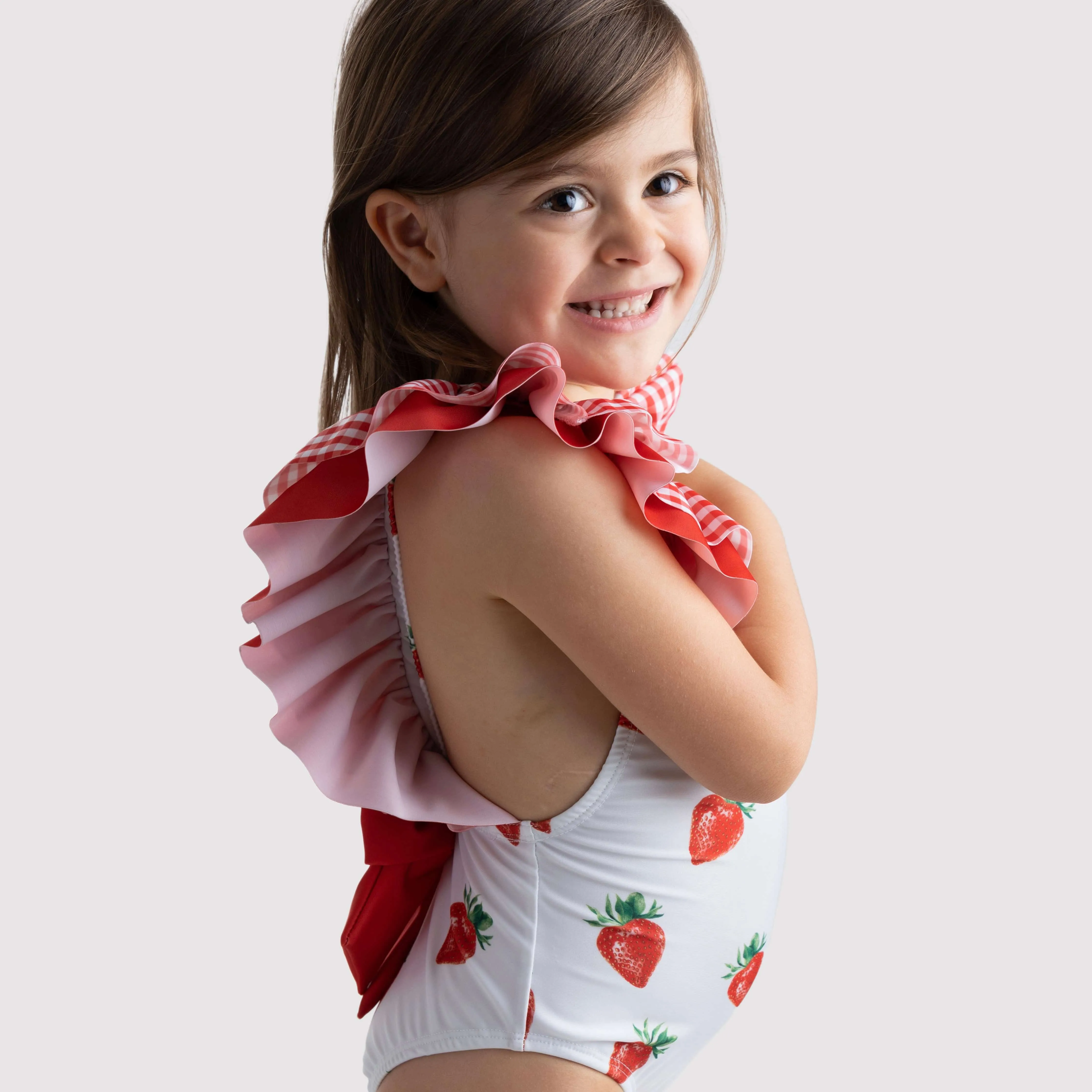 MEIA PATA - Saint Tropez Strawberries Print Swimsuit - Red
