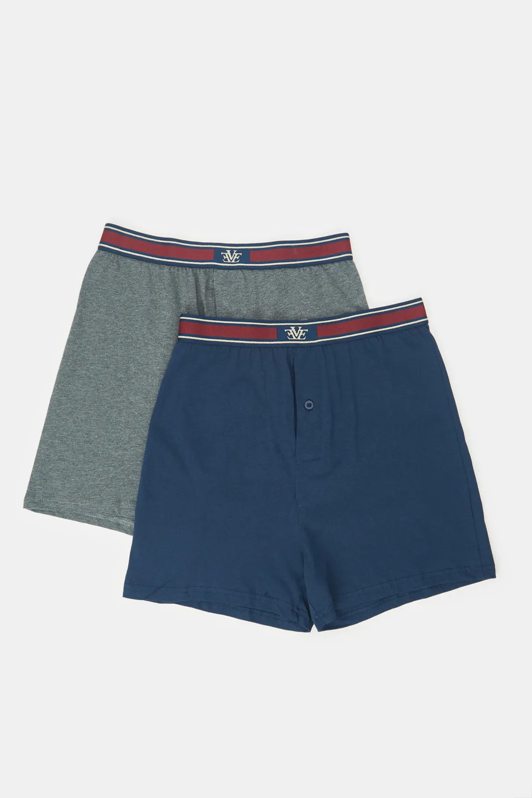 Men Navy And Charcoal Loose Knit Boxers (Pack of 2)