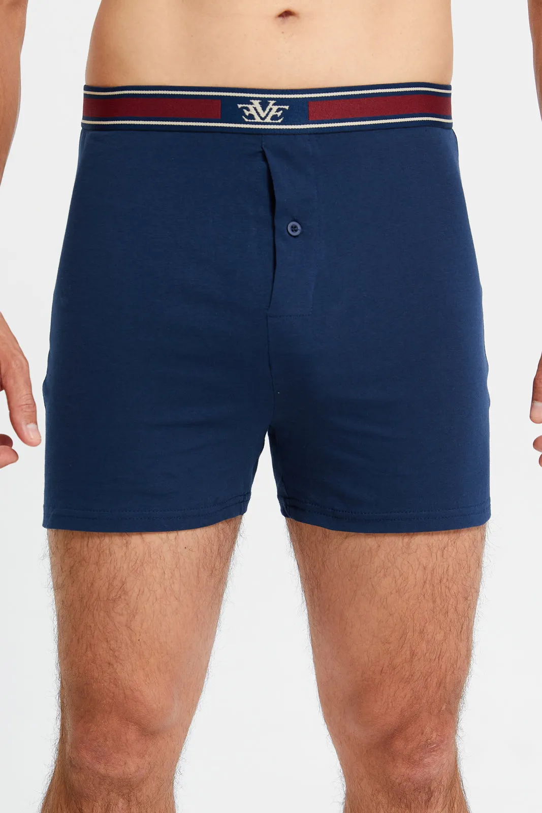Men Navy And Charcoal Loose Knit Boxers (Pack of 2)