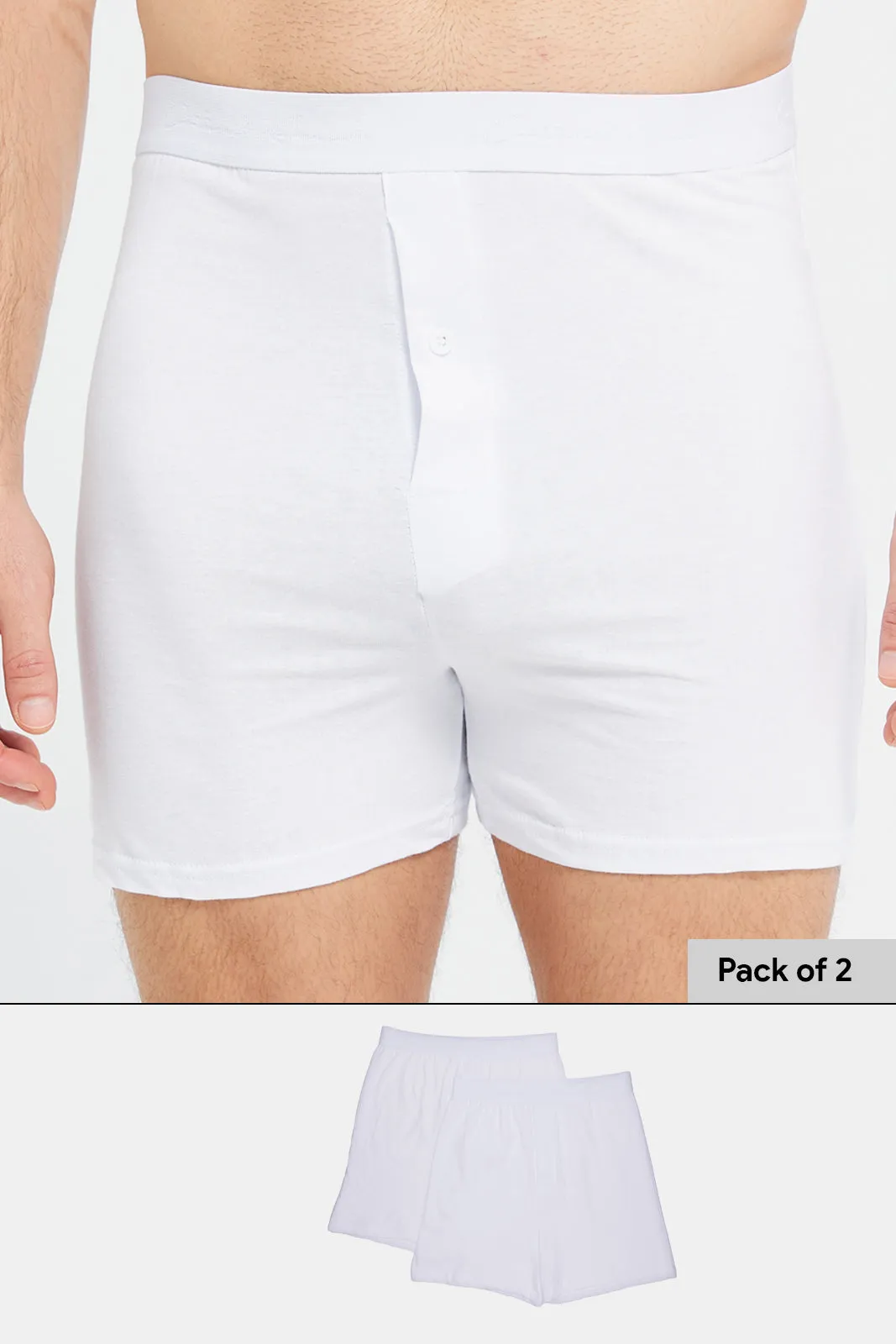 Men White Boxers Briefs (Pack of 2)
