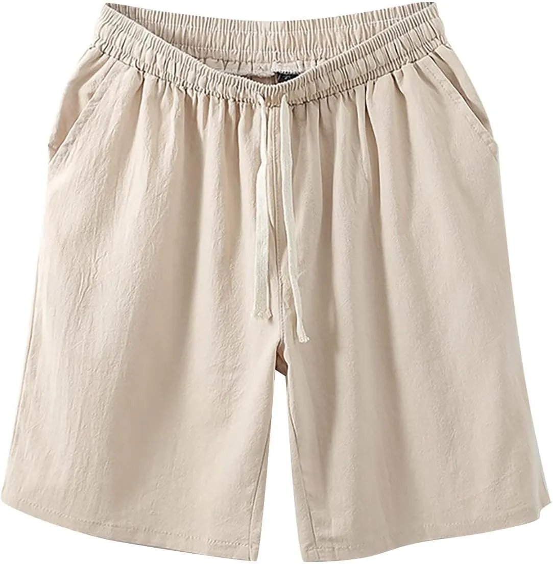 Mens Athletic Gym Shorts 5.5" Elastic Waist Casual Pajama Pocket Jogger Men Workout Short Pants Jogger Gym Shorts
