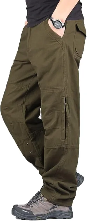 Mens Cargo Pants Relaxed Fit Work Hiking Pants Stretch Tactical Pants Lightweight Outdoor Travel Pants Multi Pockets Pants