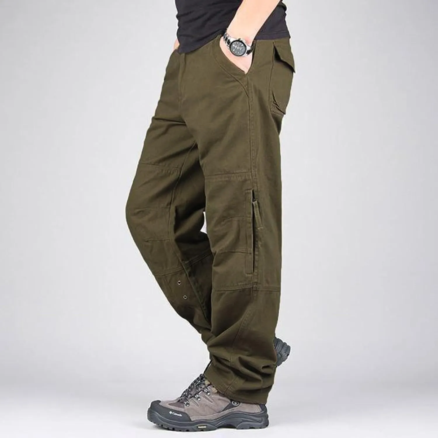 Mens Cargo Pants Relaxed Fit Work Hiking Pants Stretch Tactical Pants Lightweight Outdoor Travel Pants Multi Pockets Pants