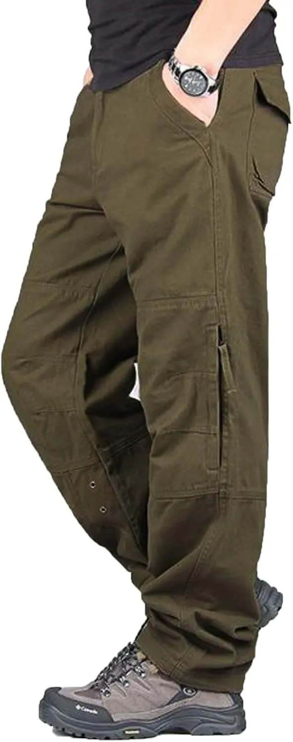 Mens Cargo Pants Relaxed Fit Work Hiking Pants Stretch Tactical Pants Lightweight Outdoor Travel Pants Multi Pockets Pants