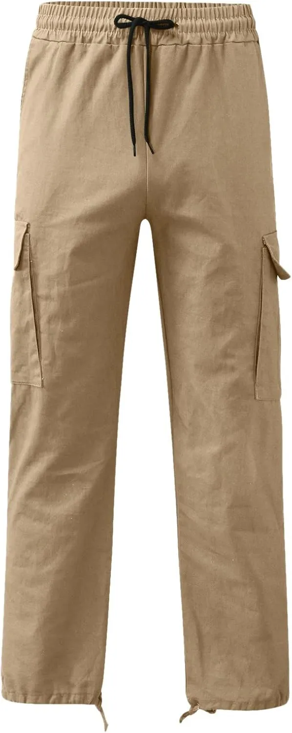 Men's Cargo Pants with Pockets Cotton Hiking Sweatpants Casual Athletic Jogger Sports Outdoor Trousers Relaxed Fit Men Pants