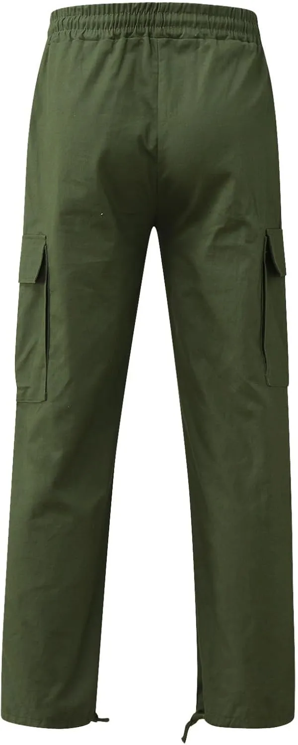 Men's Cargo Pants with Pockets Cotton Hiking Sweatpants Casual Athletic Jogger Sports Outdoor Trousers Relaxed Fit Men Pants