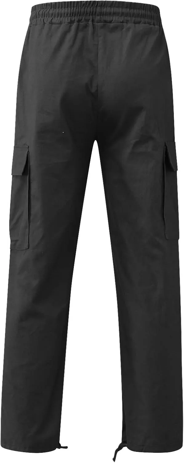 Men's Cargo Pants with Pockets Cotton Hiking Sweatpants Casual Athletic Jogger Sports Outdoor Trousers Relaxed Fit Men Pants