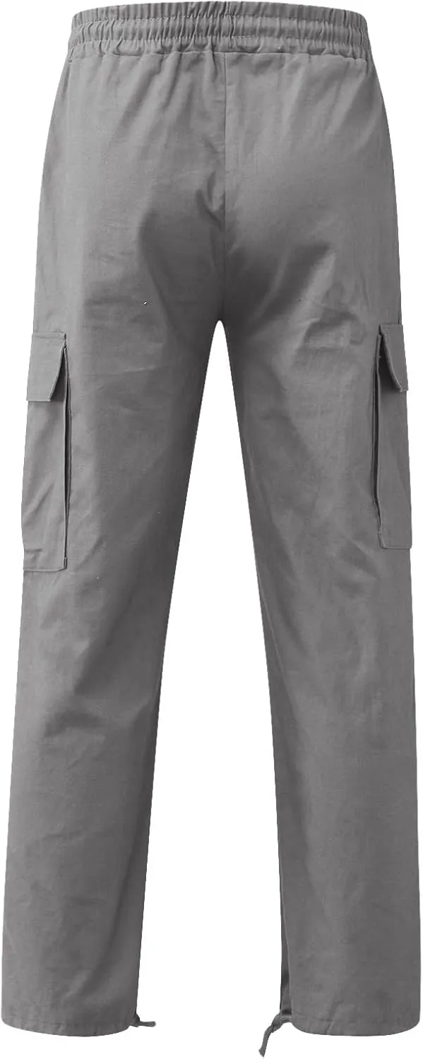 Men's Cargo Pants with Pockets Cotton Hiking Sweatpants Casual Athletic Jogger Sports Outdoor Trousers Relaxed Fit Men Pants