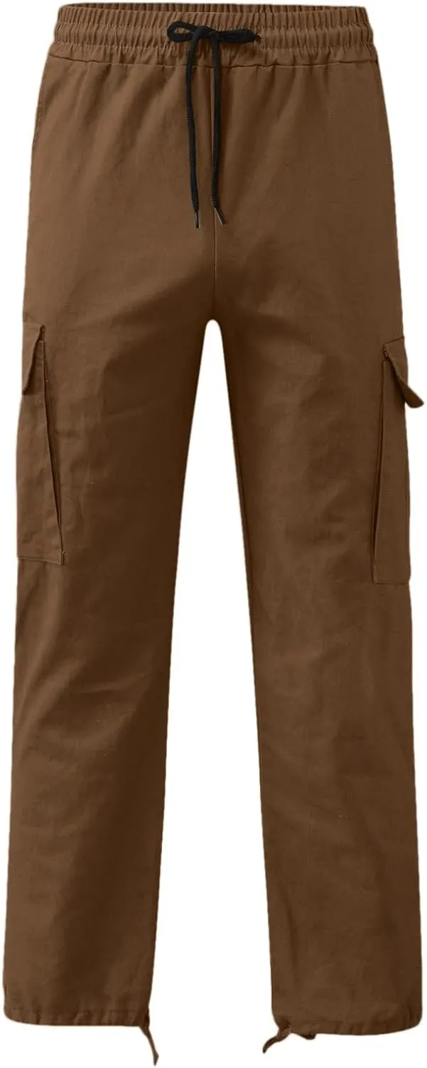 Men's Cargo Pants with Pockets Cotton Hiking Sweatpants Casual Athletic Jogger Sports Outdoor Trousers Relaxed Fit Trouser