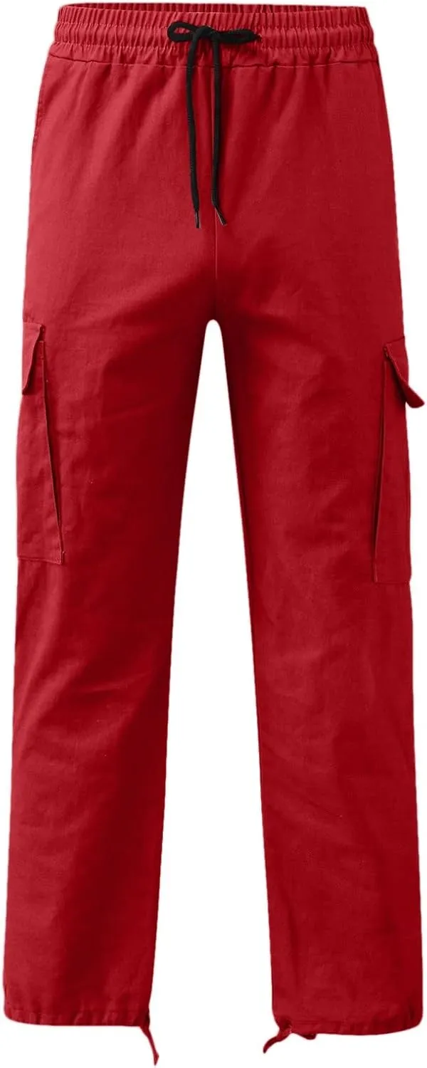 Men's Cargo Pants with Pockets Cotton Hiking Sweatpants Casual Athletic Jogger Sports Outdoor Trousers Relaxed Fit Trouser