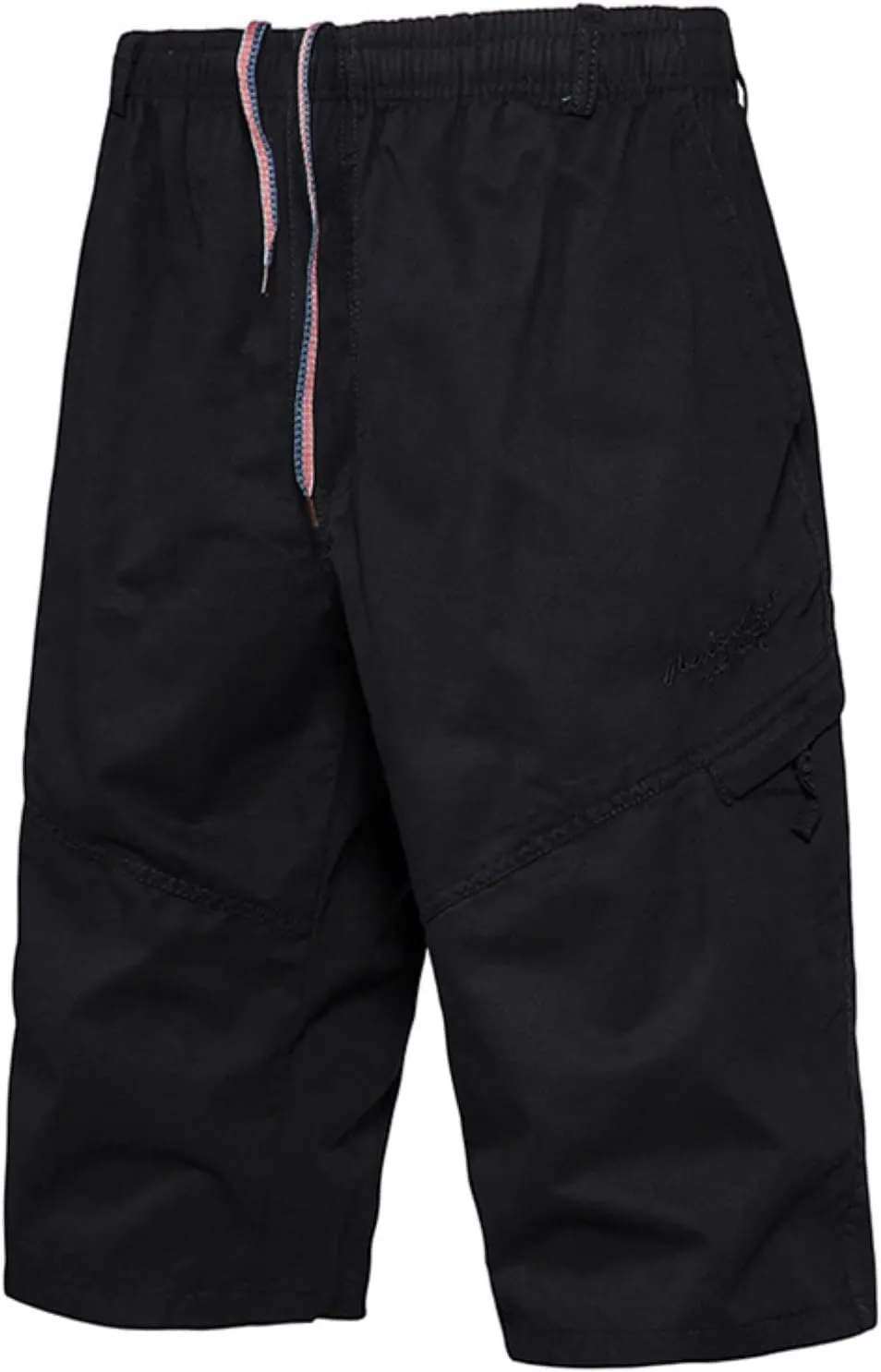 Men's Cargo Shorts Casual Twill Elastic 3/4 Capri Pants below Knee Long Shorts with 7 Pocket Men Summer Shorts Cargo Capris
