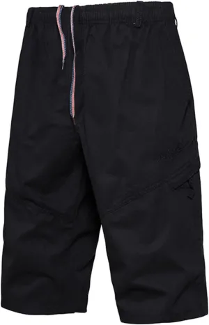Men's Cargo Shorts Casual Twill Elastic 3/4 Capri Pants below Knee Long Shorts with 7 Pocket Men Summer Shorts Cargo Capris