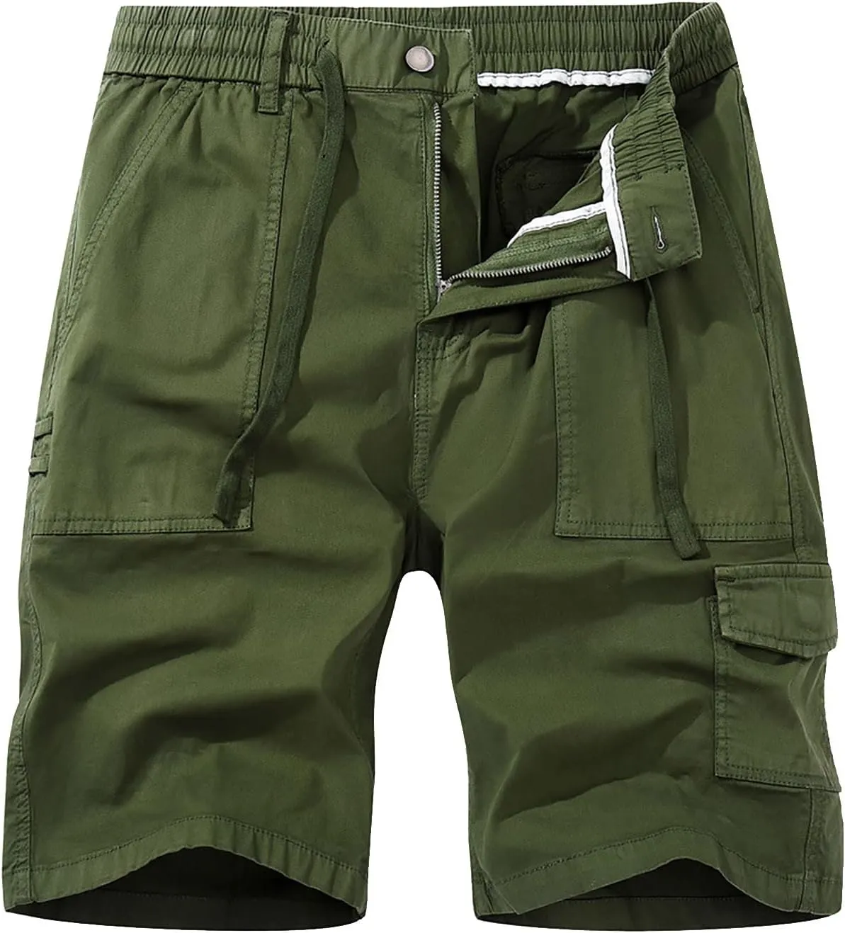 Men's Cargo Shorts Elastic Waistband Drawstring Summer Casual Cotton Relaxed Fit Work Shorts Men Trousers Men's Short Pants