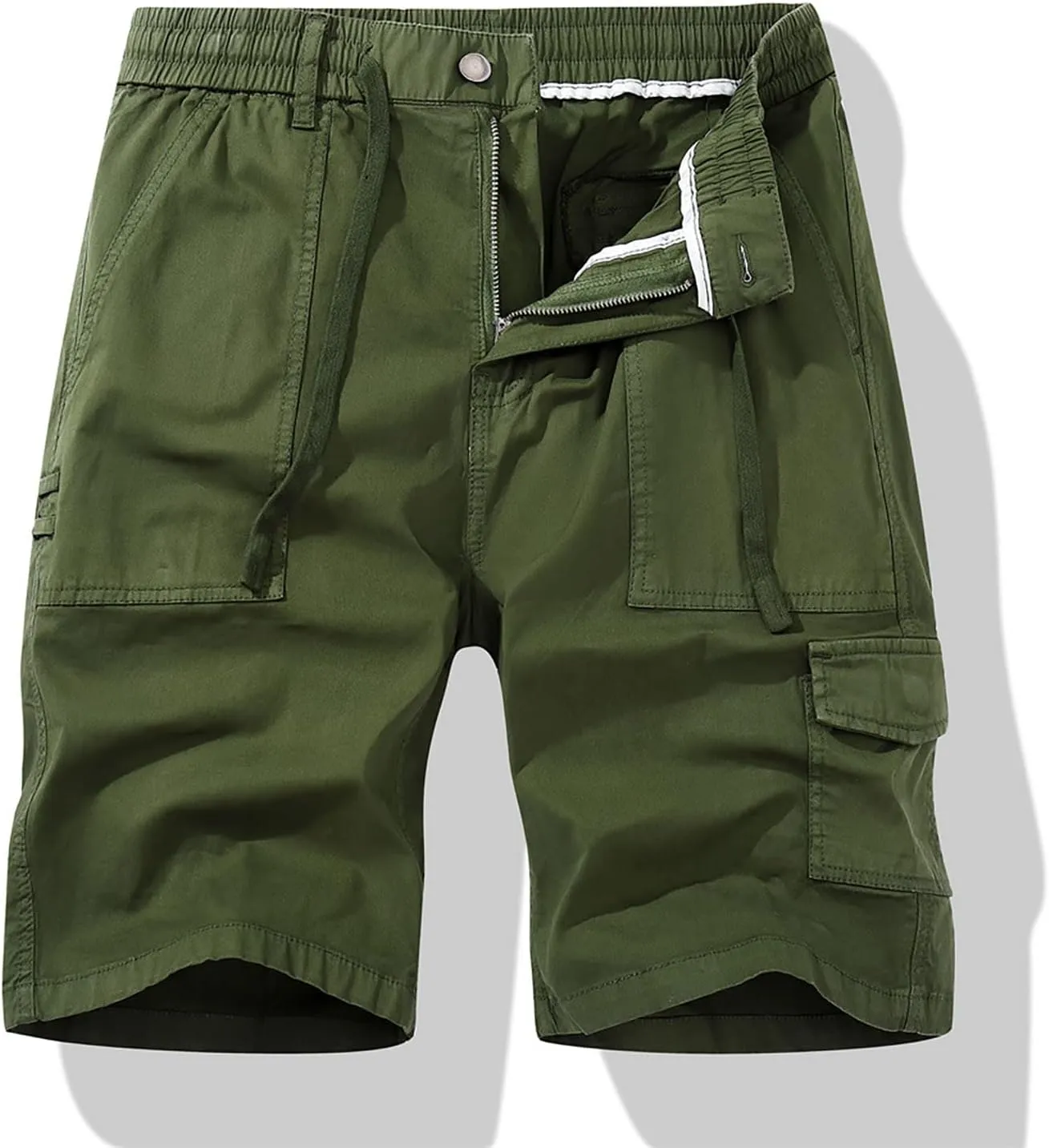 Men's Cargo Shorts Elastic Waistband Drawstring Summer Casual Cotton Relaxed Fit Work Shorts Men Trousers Men's Short Pants