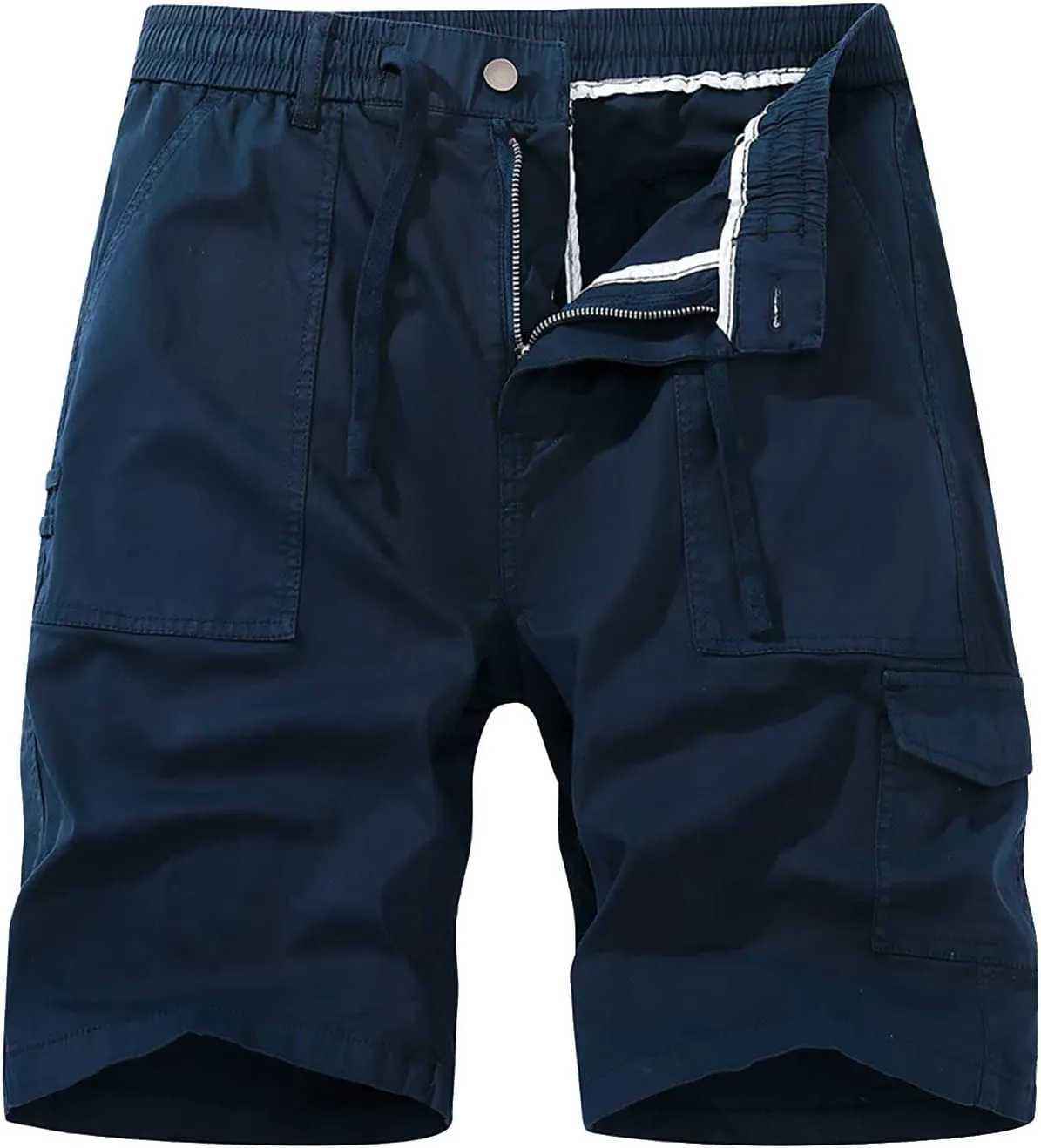 Men's Cargo Shorts Elastic Waistband Drawstring Summer Casual Cotton Relaxed Fit Work Shorts Men Trousers Men's Short Pants
