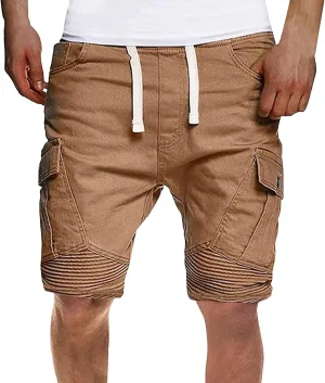Mens Casual Shorts - Cotton Drawstring Summer Beach Stretch Twill Chino Golf Shorts Classic Fit Athletic Men Gym Sweat Shorts