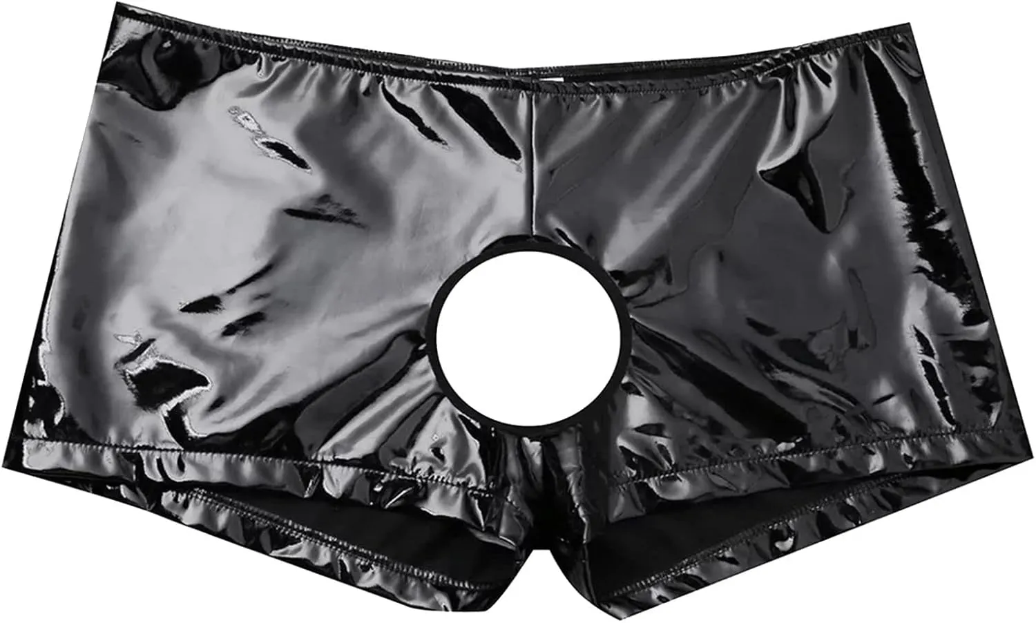 Mens Cutout Boxer Briefs Sexy Hole in Front Underwear Low Waist Open Hip Panties Backless Breathable Underpants Black