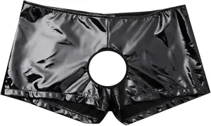 Mens Cutout Boxer Briefs Sexy Hole in Front Underwear Low Waist Open Hip Panties Backless Breathable Underpants Black