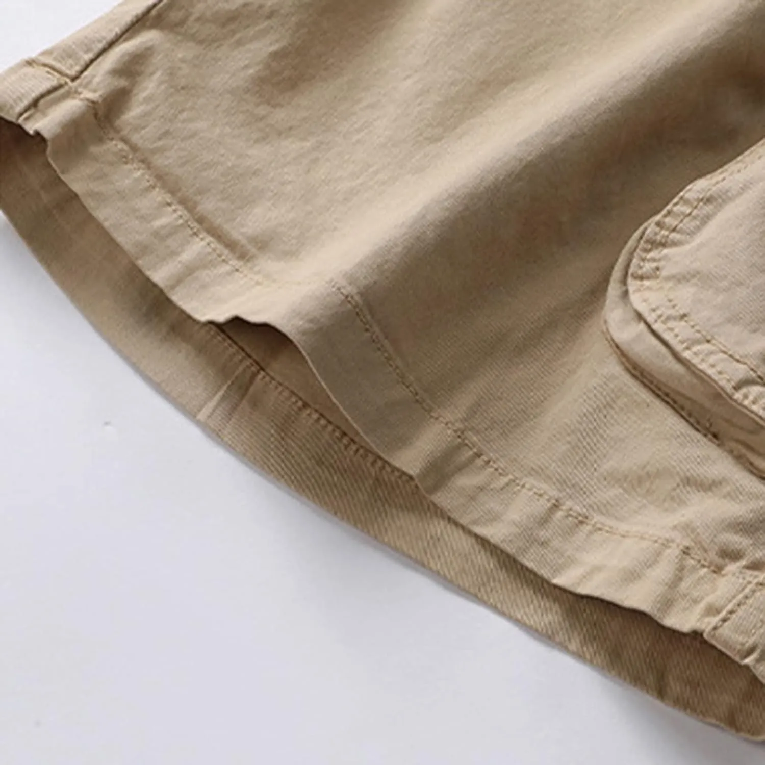 Mens Elastic Waist Long Cargo Shorts 3/4 Relaxed Fit Multi Pockets Stretch Cotton Camo Cargo Shorts for Men