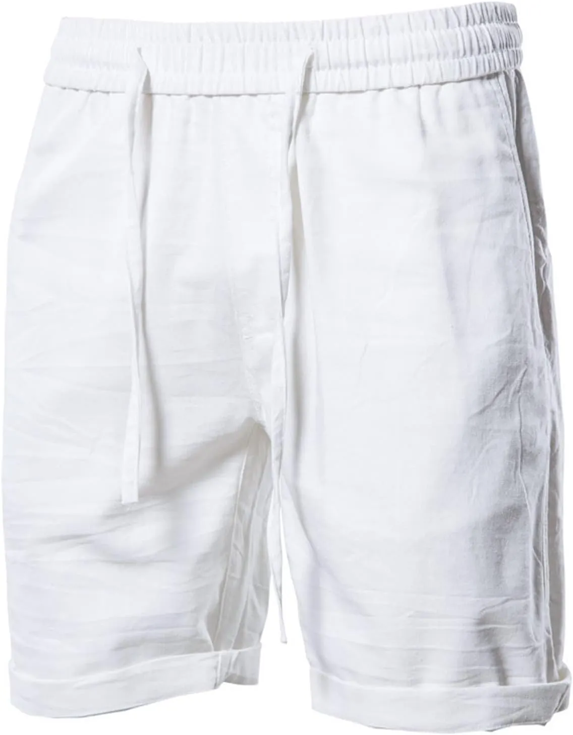 Men's Linen Casual Classic Fit 11 Inch Inseam Elastic Waist Shorts with Drawstring Men's Stretch Waist Casual Shorts Pockets