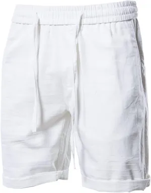 Men's Linen Casual Classic Fit 11 Inch Inseam Elastic Waist Shorts with Drawstring Men's Stretch Waist Casual Shorts Pockets