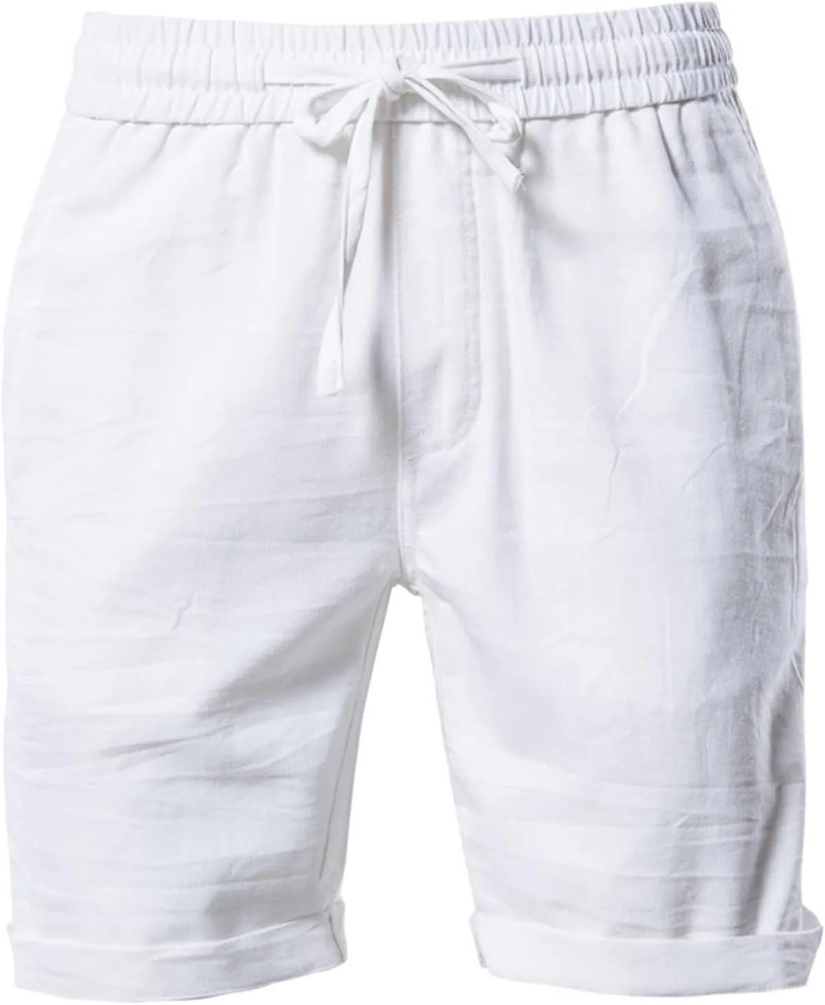 Men's Linen Casual Classic Fit 11 Inch Inseam Elastic Waist Shorts with Drawstring Men's Stretch Waist Casual Shorts Pockets