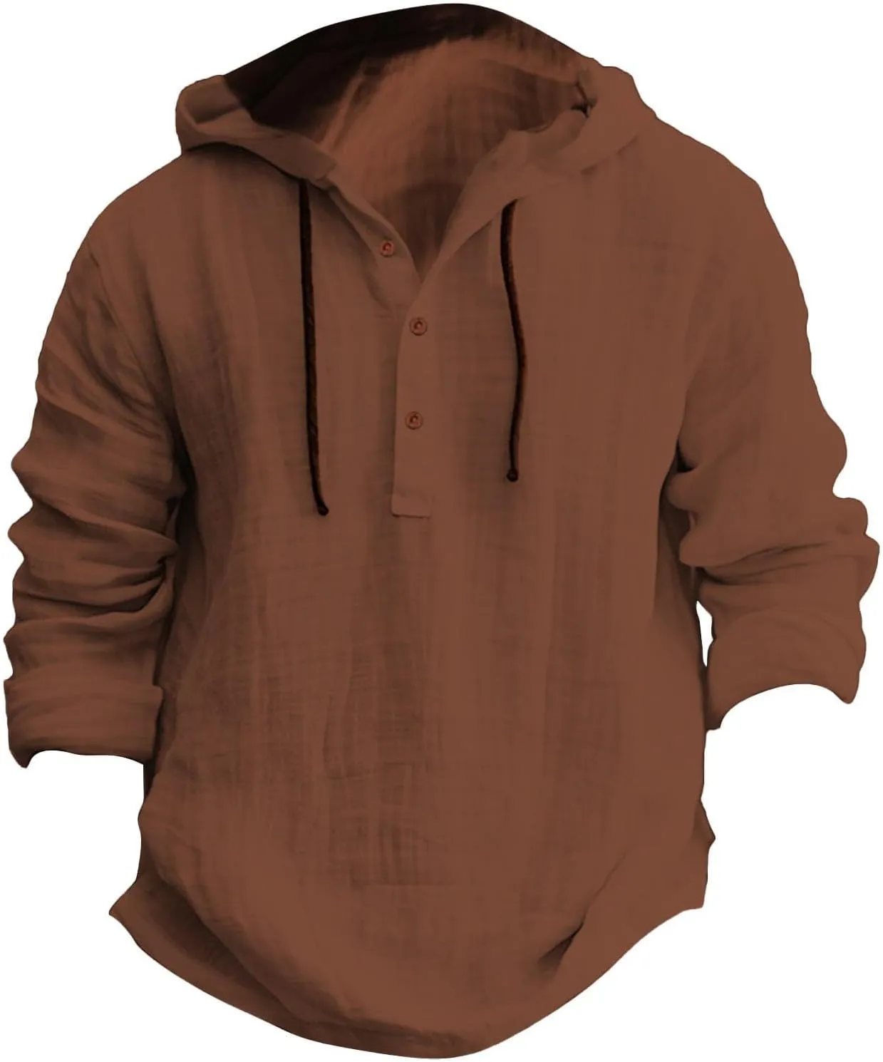 Mens Long Sleeve Linen Shirts with Hood V Neck Long Sleeve Lace Up Hooded Sweatshirts Breathable Tropical Beach Hoodie