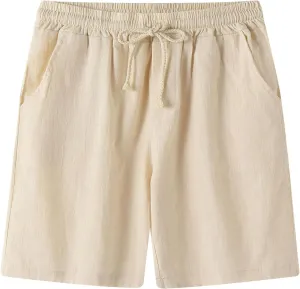 Mens Quick Dry Solid 4 Way Stretch Swim Trunks Swimwear Bathing Suits Cotton Linen Summer Thin Mid-Waist Beach Shorts 1