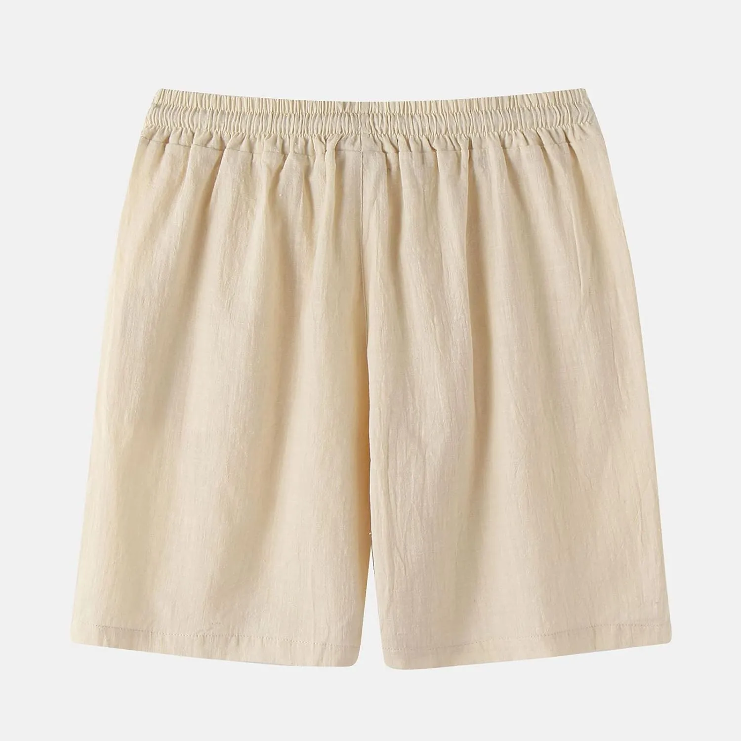 Mens Quick Dry Solid 4 Way Stretch Swim Trunks Swimwear Bathing Suits Cotton Linen Summer Thin Mid-Waist Beach Shorts 1