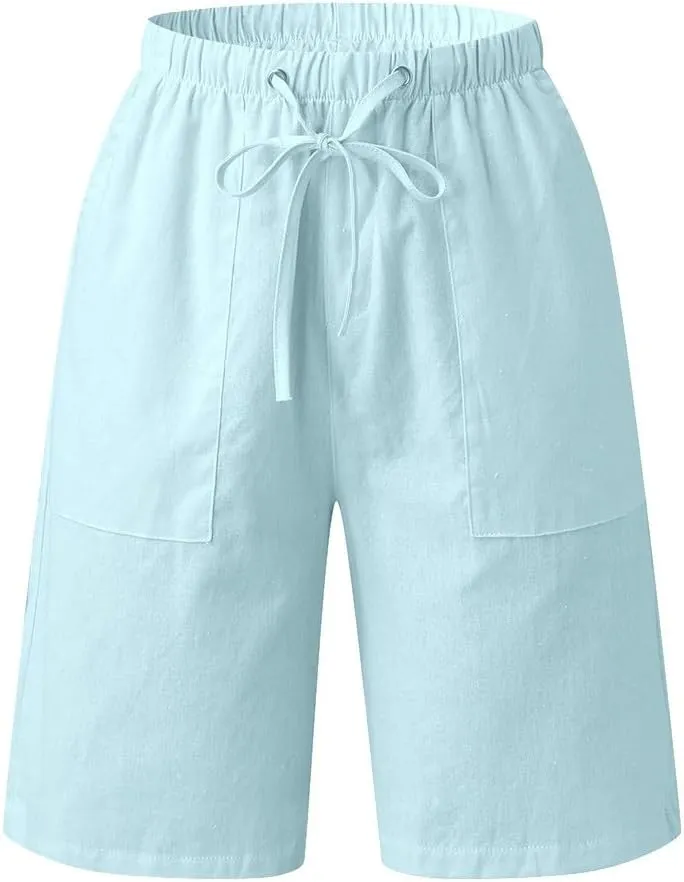 Men's Shorts Casual Classic Fit Drawstring Summer Beach Shorts with Elastic Waist and Pockets Stretch Waist Casual Shorts