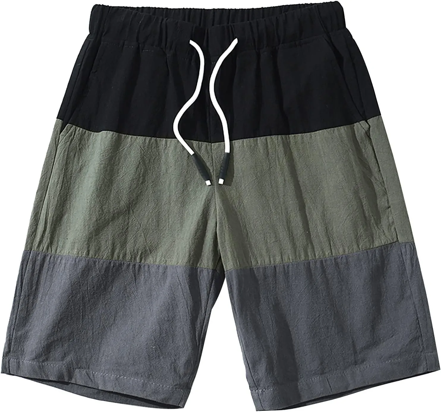 Men's Summer Casual Shorts Patchwork Elastic Waist Drawstring Lounge Shorts Lightweight Comfy Soft-Fit Loose Short