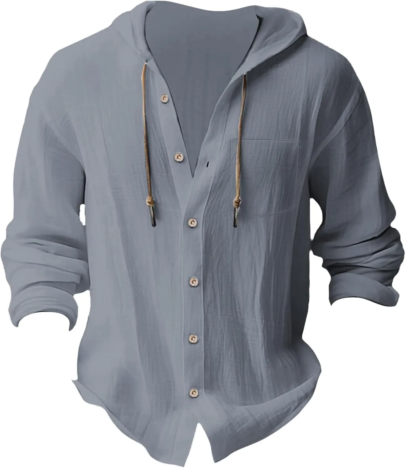 Men's Summer Linen Hoodies Lightweight Drying Tropical Beach Holiday Hippie Shirts Stylish Long Sleeve Cotton T-Shirts