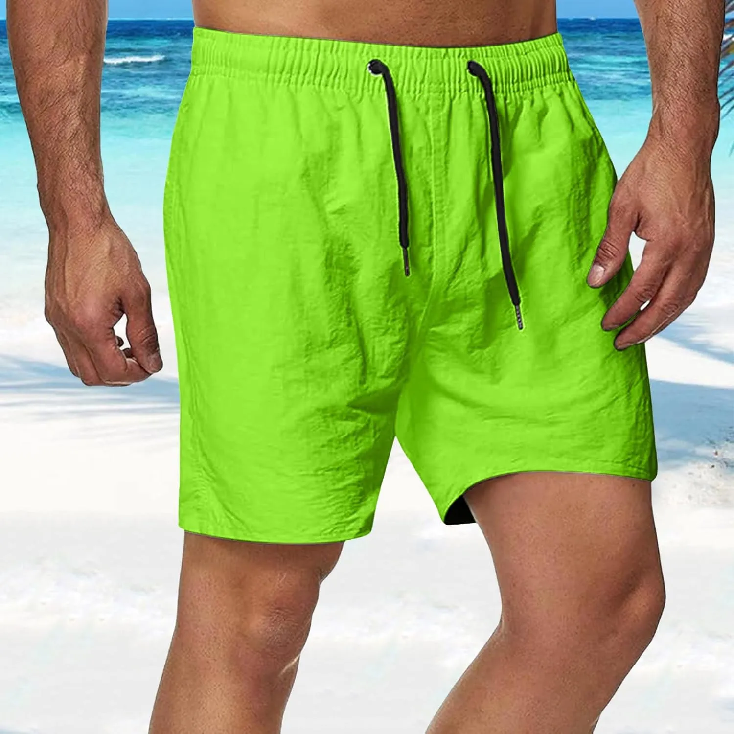 Men's Swim Trunks Quick Dry Beach Shorts with Zipper Pockets and Mesh Lining Men's Beach Shorts Swim Trunks