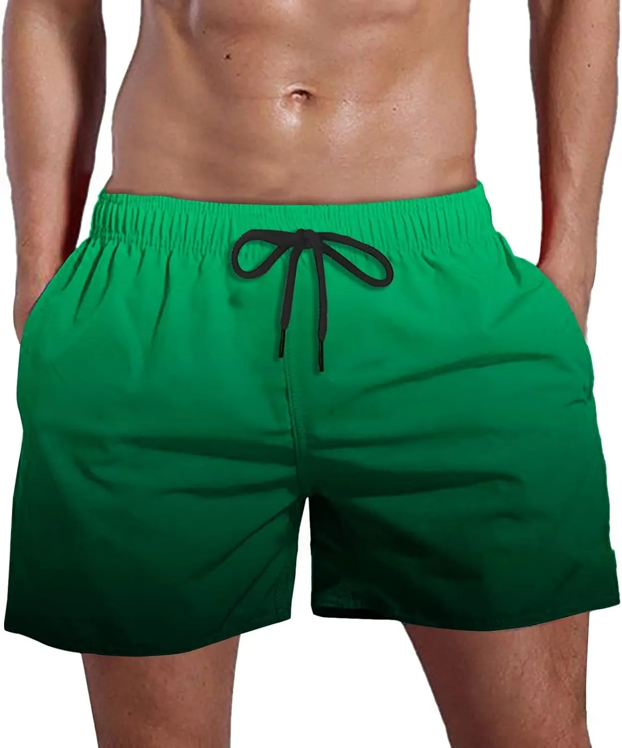 Men's Swim Trunks Quick Dry Shorts Board Solid Blue Mens Surfing Loose Plus Size Big and Tall Casual Swimming Bathing