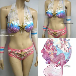 Mermaid Sylveon Inspired Costume Rave Top and Scrunchie bottom