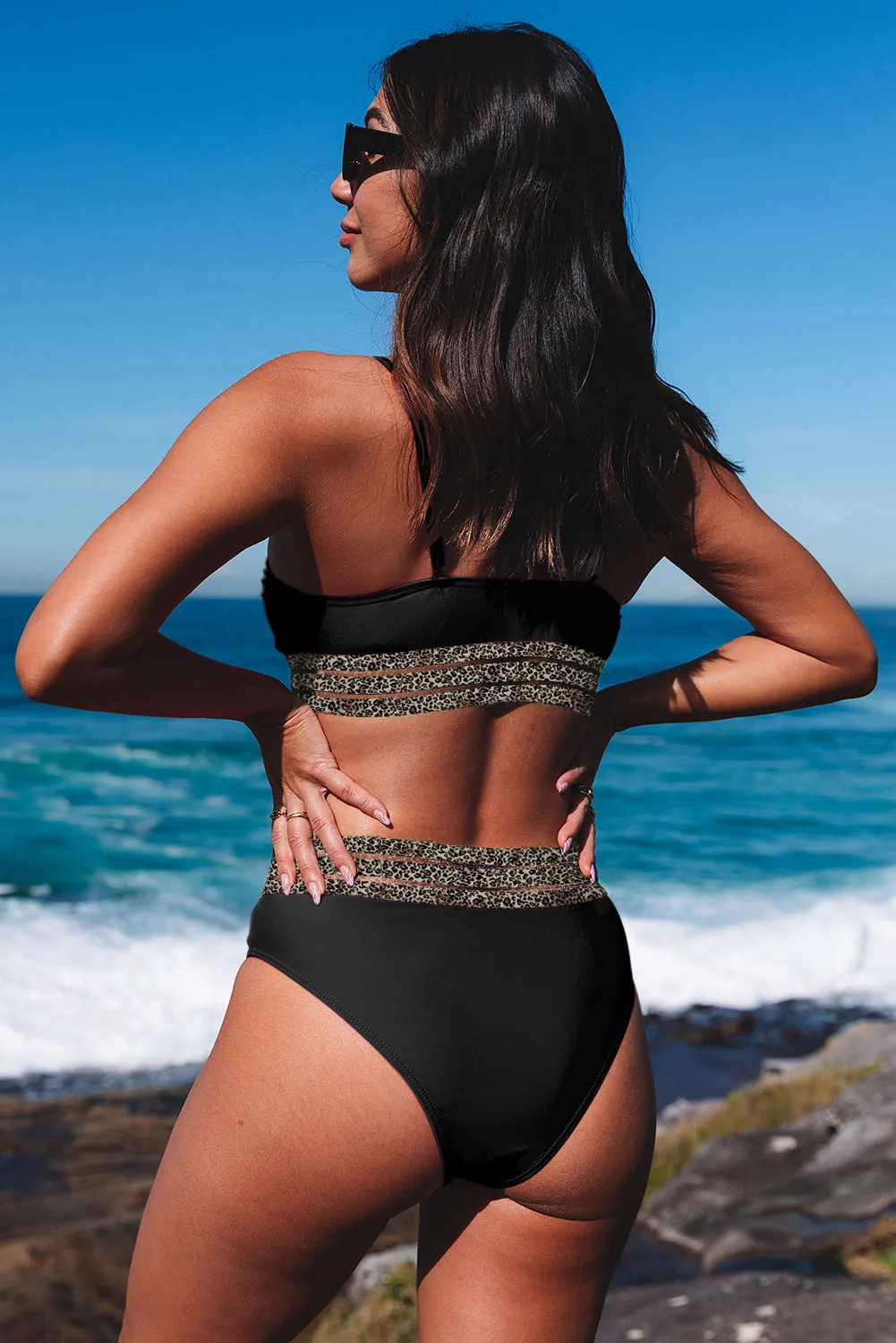Mesh Trim 2pcs Bikini Swimsuit