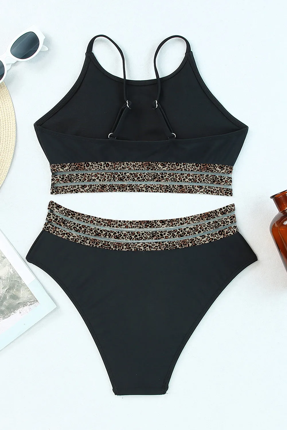 Mesh Trim 2pcs Bikini Swimsuit