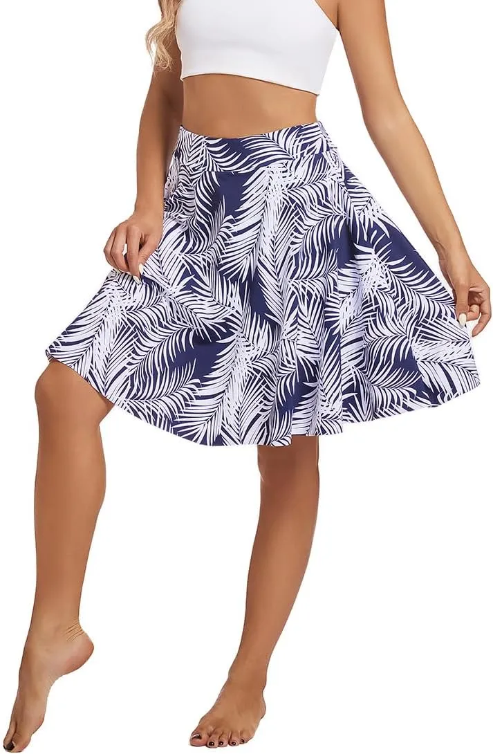 Micosuza Women's Swim Skorts High Waist Tummy Control Modest Swim Skirt with Shorts Swimsuit Bikini Bottoms
