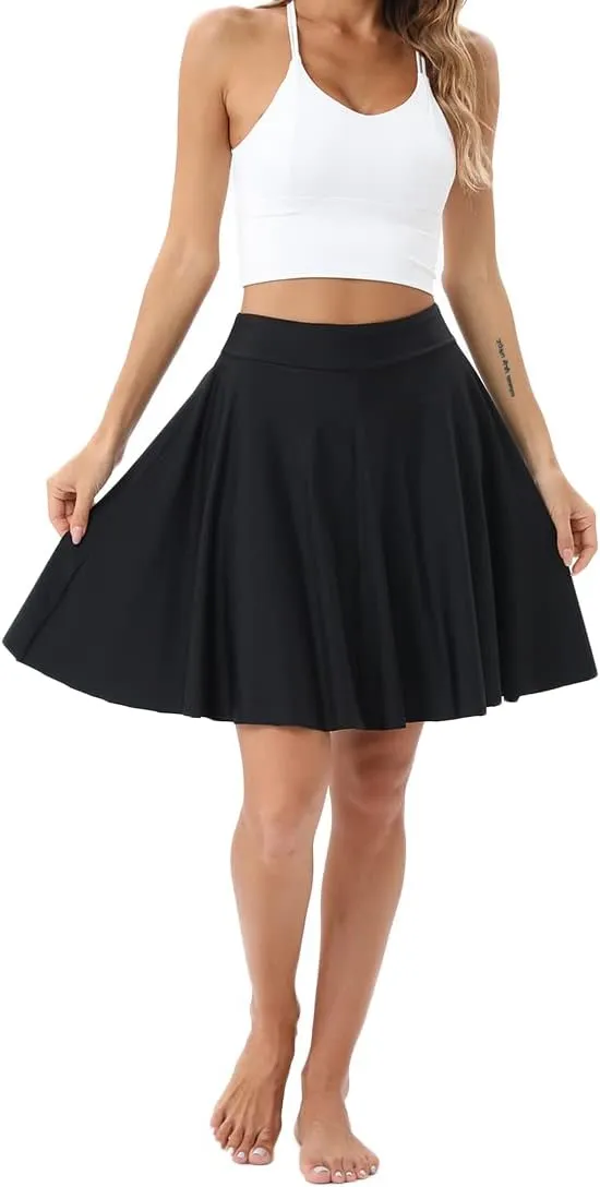 Micosuza Women's Swim Skorts High Waist Tummy Control Modest Swim Skirt with Shorts Swimsuit Bikini Bottoms
