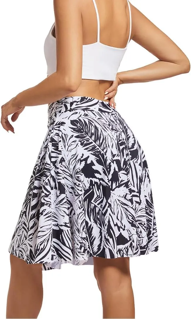 Micosuza Women's Swim Skorts High Waist Tummy Control Modest Swim Skirt with Shorts Swimsuit Bikini Bottoms