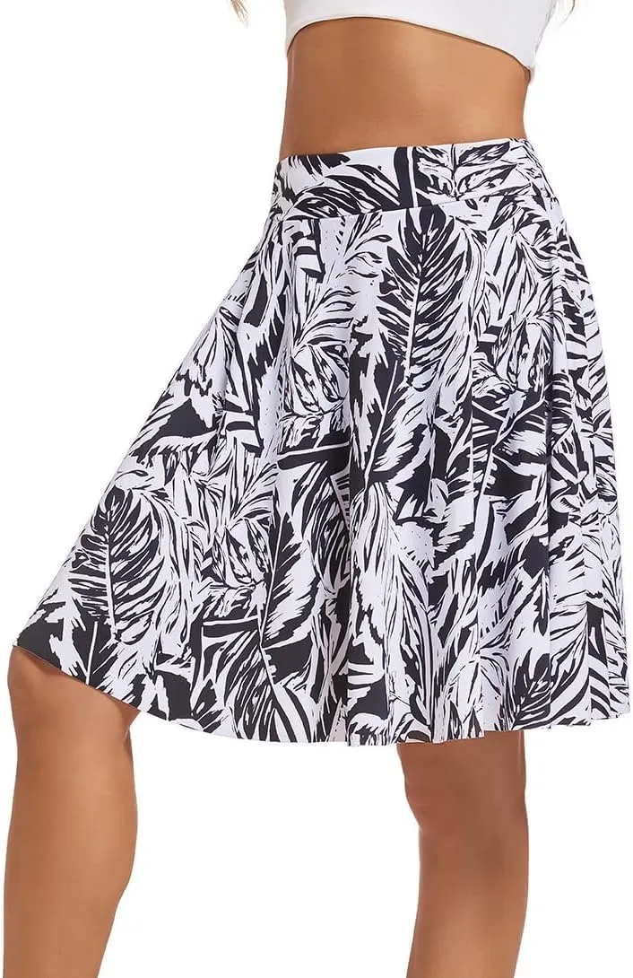 Micosuza Women's Swim Skorts High Waist Tummy Control Modest Swim Skirt with Shorts Swimsuit Bikini Bottoms